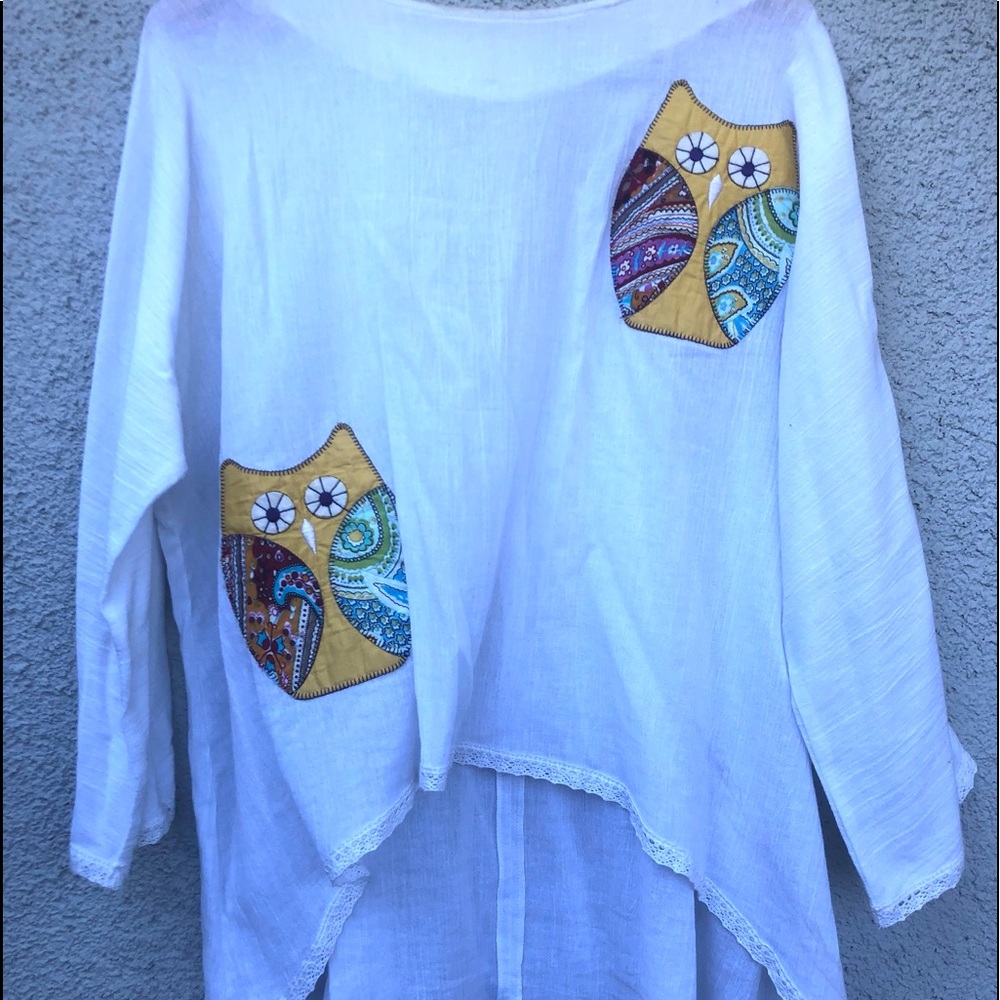 %100 cotton with owl patch
